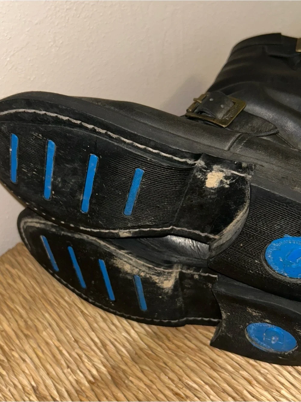 Triumph vtg moto harness  Black Leather Buckle Engineer Boots